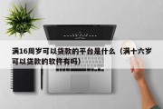 满16周岁可以贷款的平台是什么（满十六岁可以贷款的软件有吗）